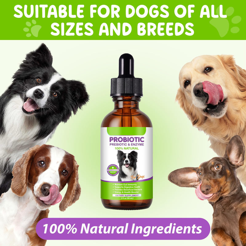 Dog Probiotic Drops, 3 in 1 Probiotic Supplement for Dogs with Natural Ingredients Supports Dog Digestive, Skin Coat & Immune Health, Daily Gut Support, Dogs Liquid Probiotic Supplement - 2 fl oz