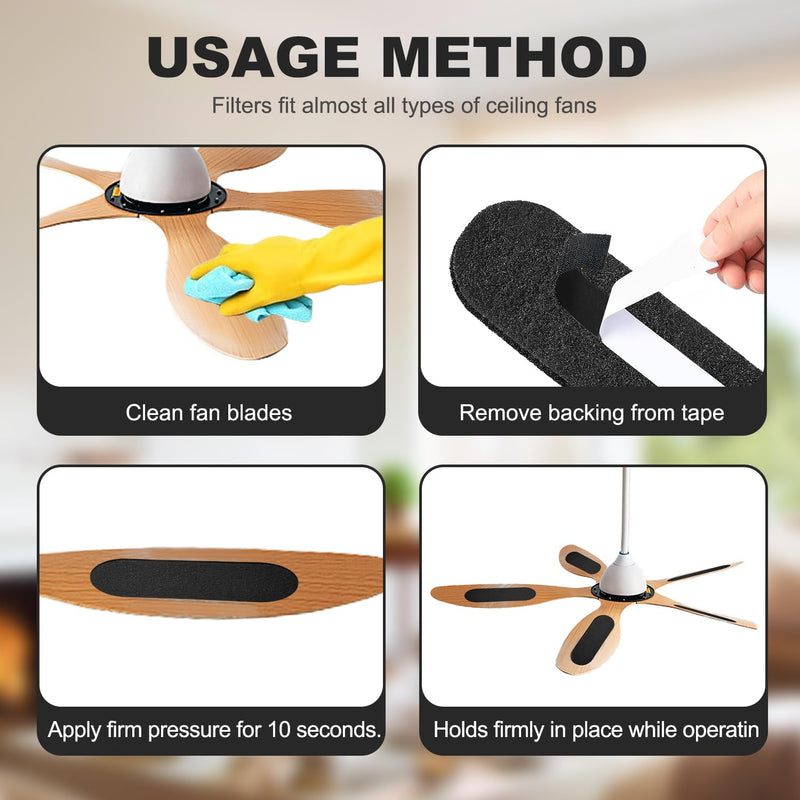 Ceiling Fan Filters For Blades, 20 Pack Activated Coconut Carbon
