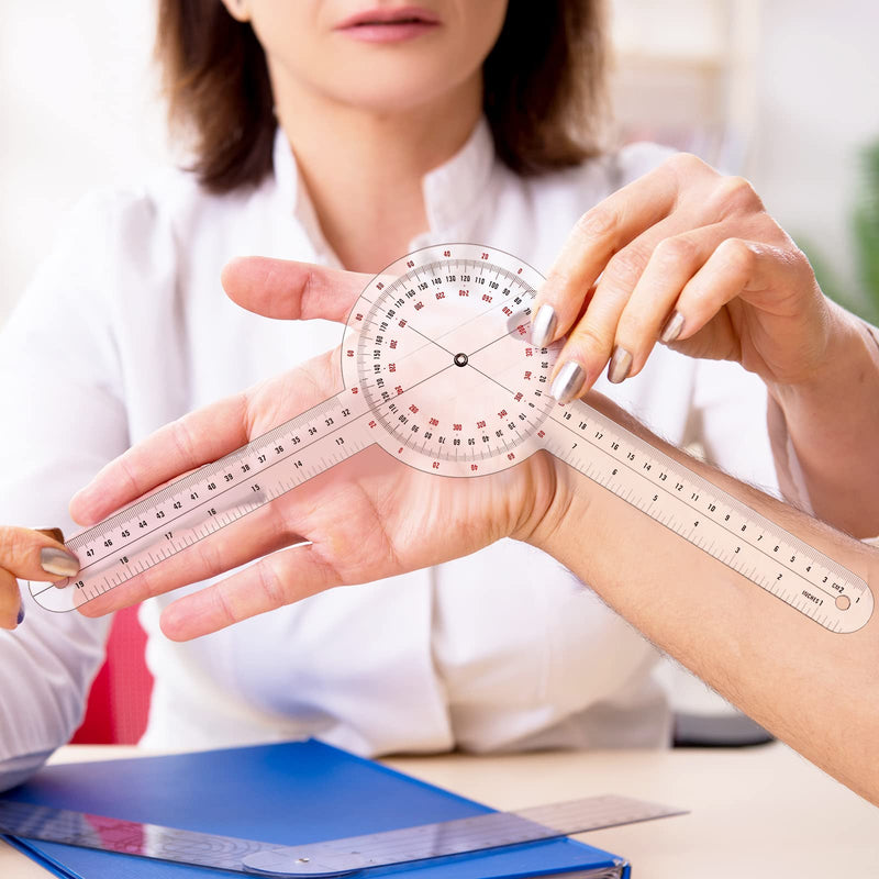 Frienda 12 Inch Goniometer Transparent Orthopedic Angle Ruler Plastic Goniometer 360 Degree for Body Measuring Tape Protractor Ruler(6 Pieces) 6