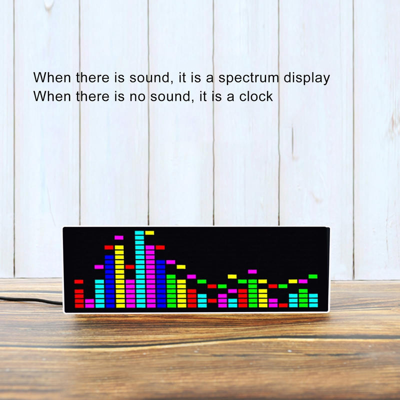 384 LEDs Music Spectrum Display, Audio Spectrum Analyzer Delivering 84 Dynamic Effects, Voice Controlled Rhythm Light with Electronic Clock Function