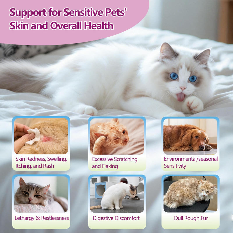 Pet Nutritional Chews for Cats & Dogs - Chicken Flavor with Fish Oil, Omega-3 DHA & EPA, & Essential Vitamins for Daily Wellness Support 2pc