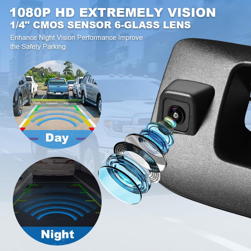 Rear Tailgate Handle Backup Camera Compatible with 2007-2013 Chevy Silverado/GMC Sierra 1500 2500HD 3500HD Tailgate Reversing View Park Assist Camera Replaces 22755304 180°Wide Angle Fit for 2007-2013 Chevy Silverado GMC Sierra