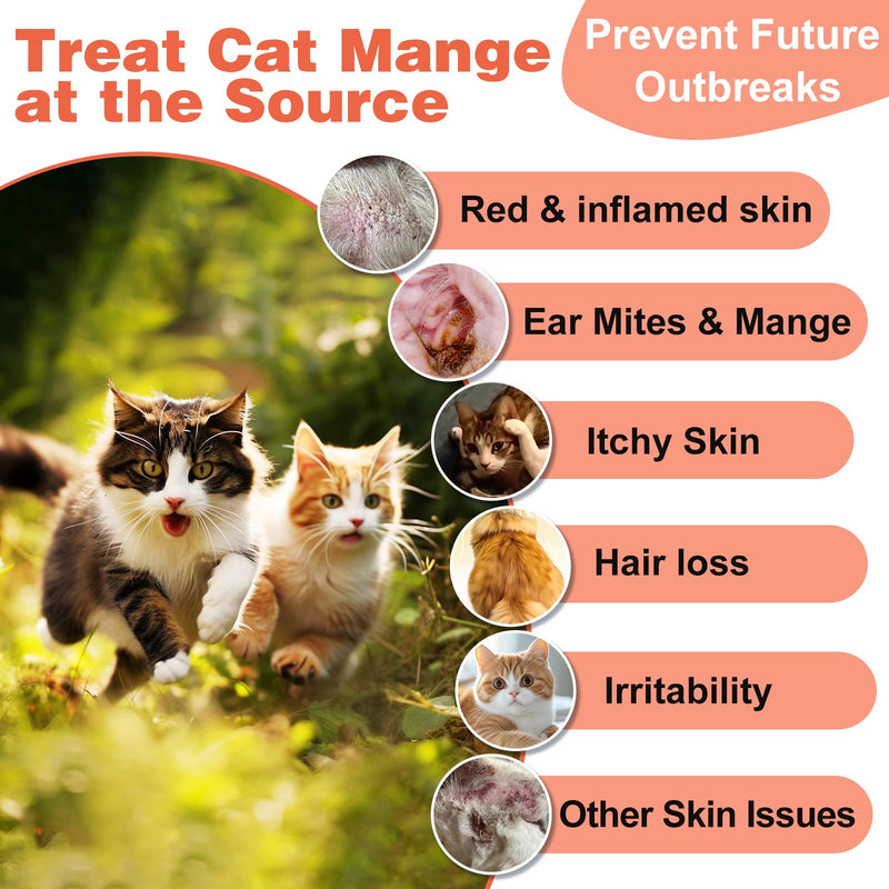 Mange Treatment Cats, Hair Regrowth, Skin Repair, Treats Scratching, Itch & Scabs, Ear Cleaning, Scabby Cat Treatment, Safe for Feral & Stray Cats, 200 Pills