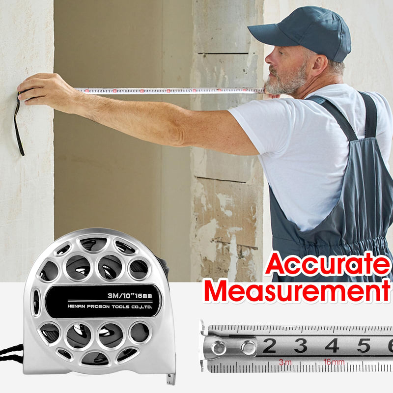 4 Pack Tape Measure 10 Feet/3 Meters, Small Tape Measure Retractable Metric Stainless Steel Measuring Tape Waterproof & Rustproof for Engineer Contractors 4