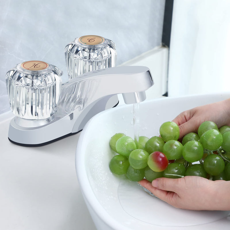 Enhon 1 Pair Bathroom Knobs Replacement, Bathtub Handles Compatible with Delta/Delex/Peerless, Hot and Cold Sink Knobs Replacement Parts in Clear Acrylic, Include Screws