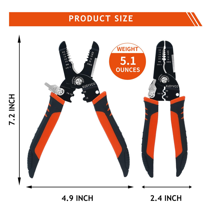 5-In-1 Wire Stripper Tool, 3rd Generation Wire Strippers for 10-20 AWG Electric Wire, 7IN Multifunctional Electrician Cable Stripper for Stripping, Cutting, Crimping, Sharpening, Clamping