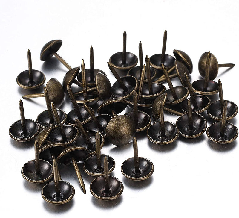 250 Pcs Upholstery Tacks, Decorative Furniture Tacks, Round Head Bronze Nails Tacks Pins, Antique Thumb Tacks Push Pins for DIY Project, Furniture, Sofa, Chair, Bed- 11x17 mm
