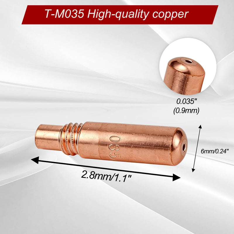 50PK T-M035 .035"(0.9mm) MIG Welding Contact Tips for Miller MDX Series MIG Gun, Welder Tip for Miller MDX Diffuser Use with Miller MDX Diffuser D-M100 D-M250, MIG Welding Contact Guns Tip Parts T-M035 50PK