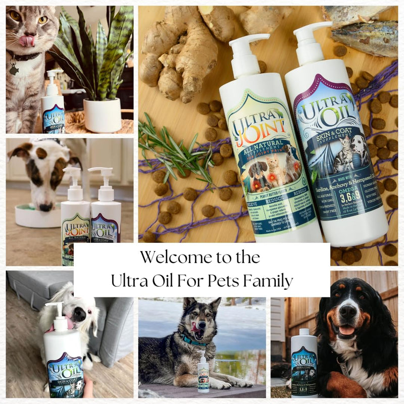 Ultra Oil Skin & Coat Supplement for Dogs & Cats with Hemp, Flaxseed, Grape Seed, Fish Oils - 16oz - PawsPlanet Australia