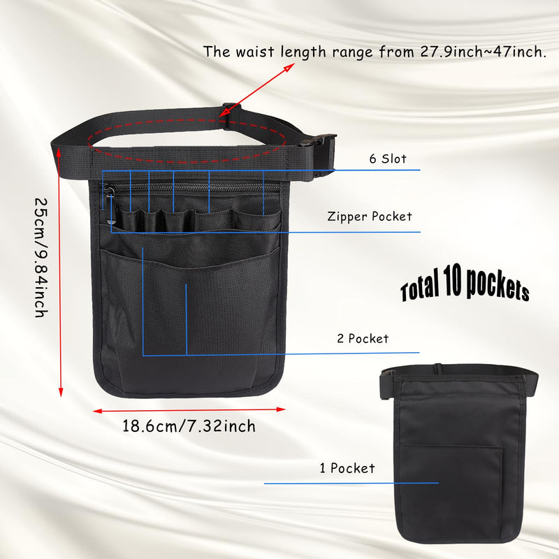 Server Apron, 9.84x7.32Inch Restaurant Waitress Accessories Bag Adjustable Belt Utility Waist Pack Multi Compartment for Restaurants, Gardening, Nursing (Black)