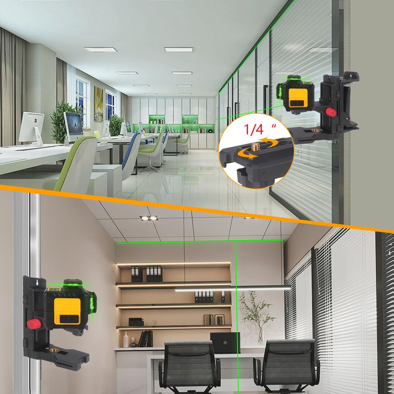L-Shape Magnetic Bracket Laser Level Adapter, 1/4"-20 Male Threaded Adjustable Magnetic Pivoting Base, 360° Adjustable Support Multifunctional L Bar Bracket for Wall & Ceiling Mount