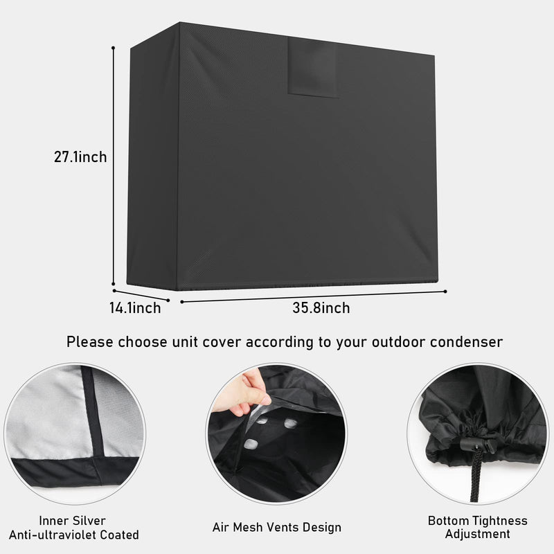 Mini Split Air Conditioner Cover for Outdoor Condenser, Outside AC Units 35.8 x 14.1 x 27.1 inches