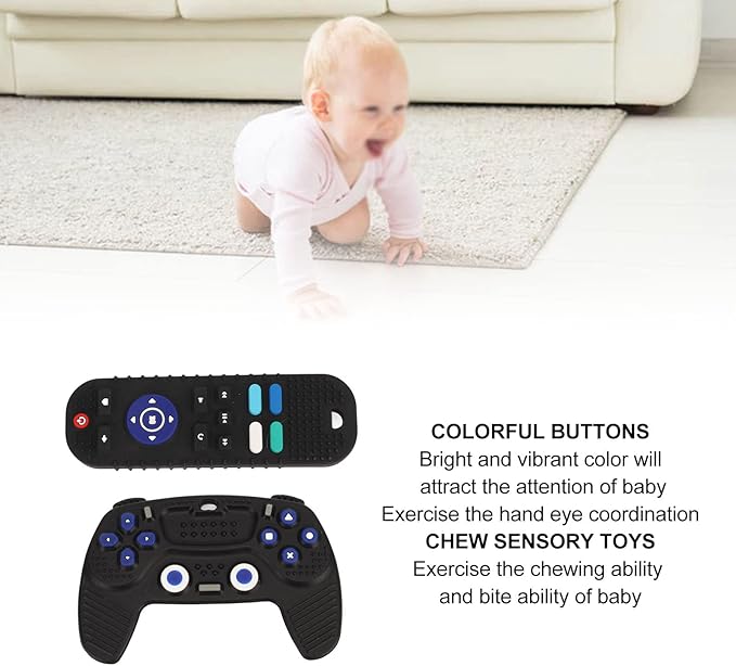 Teething Teething Chew Toy for 6 Months and Up Baby Silicone Resin Material TV Remote Control Shape (Black) - NewNest Australia
