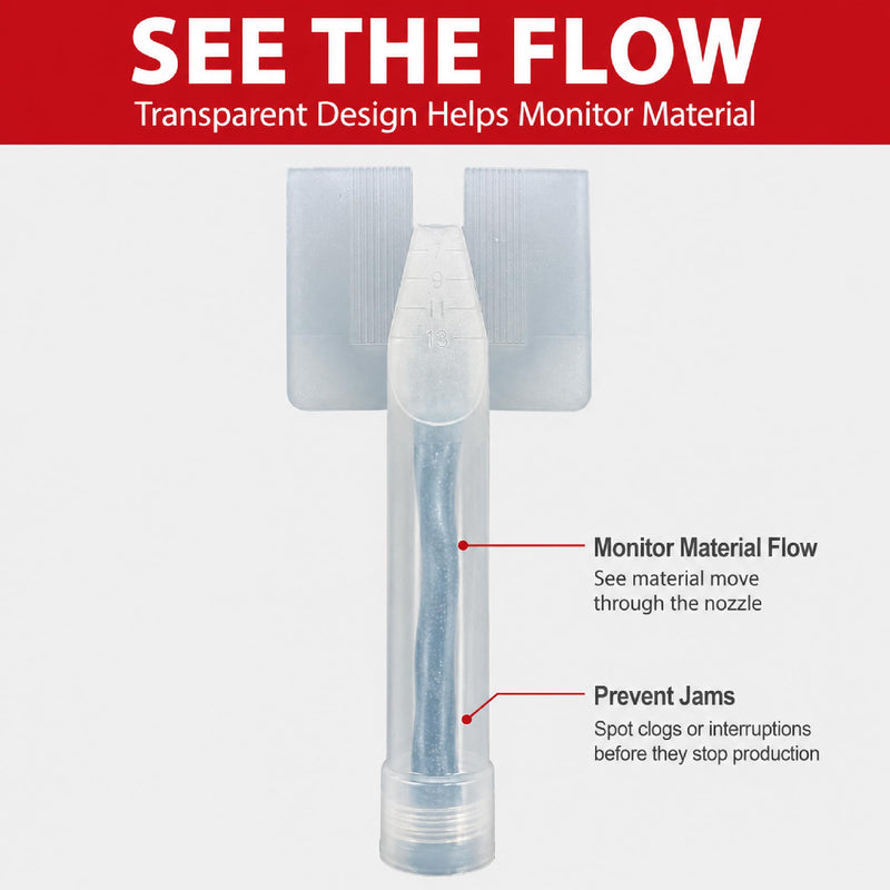 LAUCO 1K Plastic Transparent Extrusion Nozzle – Pack of 10 – Precision Dispensing for Adhesives, Sealants & 1K Materials 3554