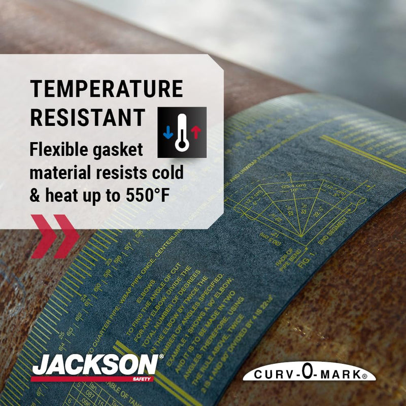 Jackson Safety Flexible Wrap-A-Round Pipe Marking Tool, 4" to 12" Pipe Diameter, Gray, XL, 14766 550⁰ F Heat Rating X-Large