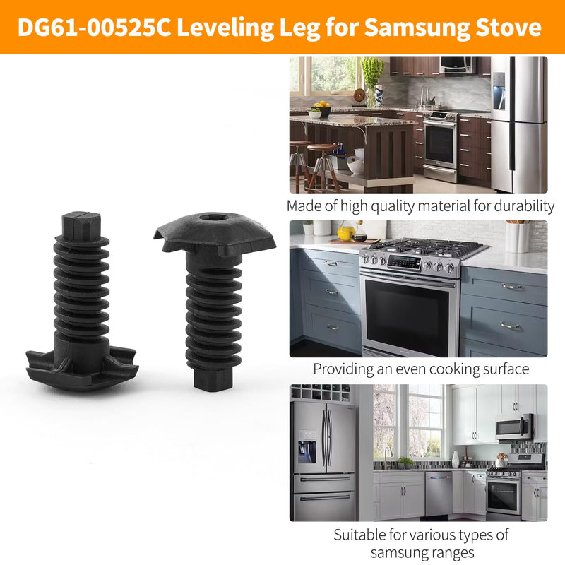 Upgraded DG61-00525A Leveling Leg for Samsung Stove Replacement Parts Leveling Feet, DG61-00525C Adjustable Stove Legs for Samsung Stove Parts Range Leveling Foot 4 Pcs