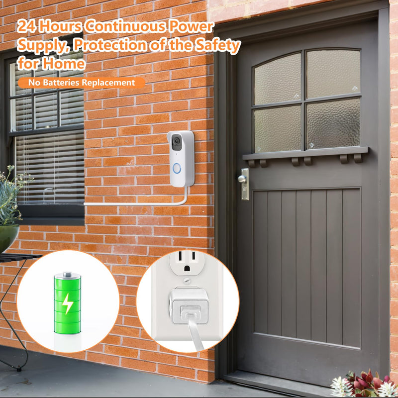 Power Cable with Adapter for Blink Video Doorbell (Replace Battery), Doorbell Transformer with 16.4ft/5m Weatherproof Cable, Charging Your Blink Video Doorbell -White… White