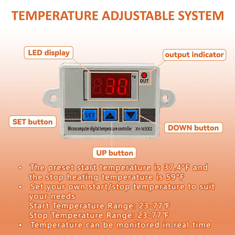 Cupohus Heat Tape for Water Pipes 6FT, Self-Regulating Digital Display Thermostat, Freeze Protection Roof Deicing Cable for Metal, Plastic Home Pipes, RV Water Hose