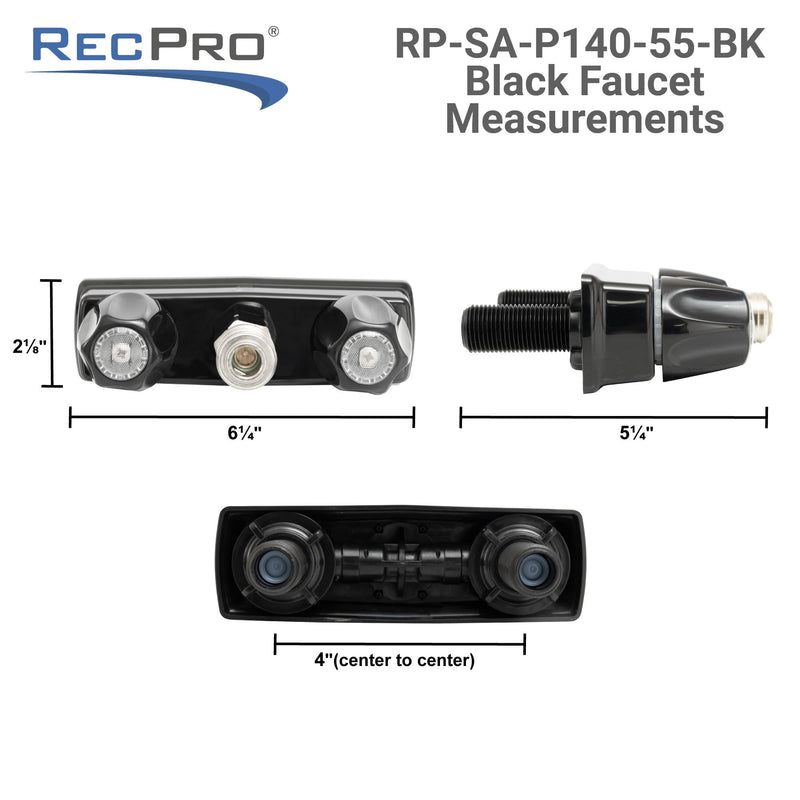 RecPro RV Exterior Faucet Hot/Cold | High Pressure Sprayer | Metal | Optional Flex Spout | RV Exterior Shower Faucet (No Flex Spout, Black) No Flex Spout