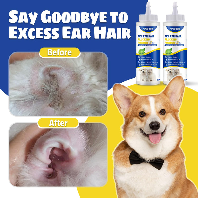 Dog Ear Infection Treatment,Ear Wash for Pets,Effectively Removes Debris, Waxy, Buildup and Ear Odor, Soothes Itchy & Inflamed Ears (Ear Hair Powder 2pcs) ear hair powder 2pcs