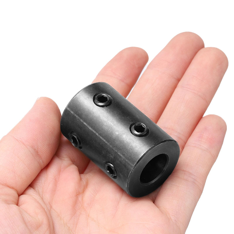 uxcell 2pcs Shaft Coupling 1/2" Bore, 1" OD, 1-1/2" Length, Black Oxide Plated Steel Rigid Coupling, Motor Wheel Coupler, (4 Set Screws)
