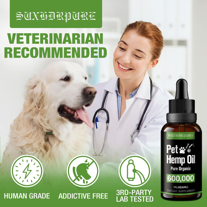 Natural Hemp Oil for Dogs and Cat, Helps with Anxiety, Pain, Stress, Sleep, Arthritis, Seizures Relief, Hip Joints Support Calming Treats