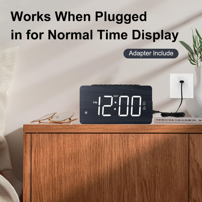 LICHI Wooden Digital Alarm Clock for Bedrooms， Loud Alarm for Heavy Sleepers, Dual Use as Desk/Wall Clock, Adjustable Volume, Dimmer, DST - Wood Decor & Gifts