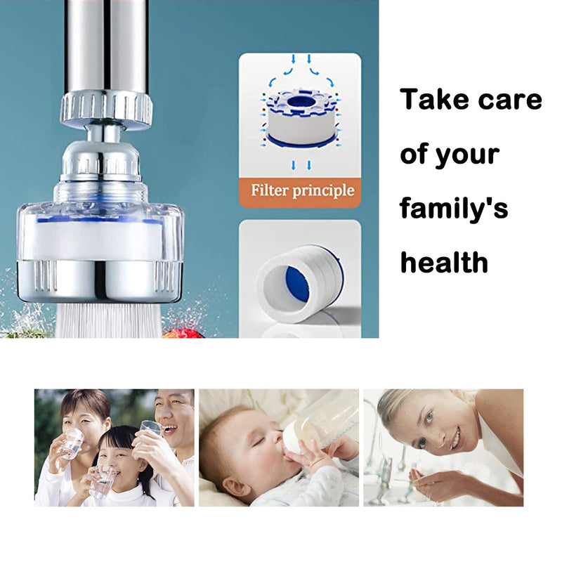 360 Degree Rotating Faucet Filter, Sink Water Faucet Filter Water Purifier Faucet Filter Purifier for Kitchen and Bathroom,Removes Heavy Metals and Hard Water 1 filter