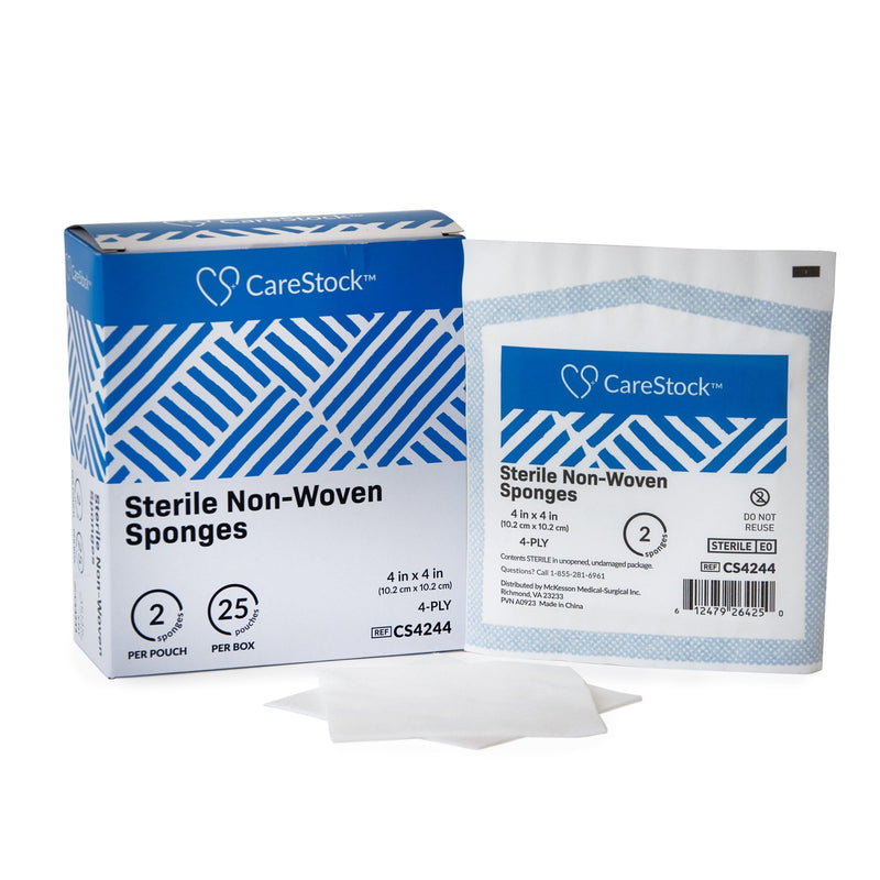 Gauze Sponge 4x4 [50 Count] Sterile Gauze Pads, 4-Ply, Medical Grade Cotton Wound Dressing for First Aid Kit – 2 Per Pouch, 25 Packs