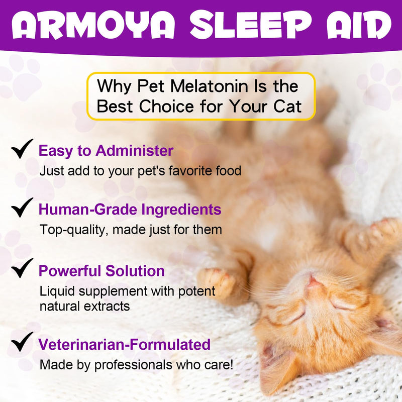 ARMOYA Cat Melatonin - Melatonin for Cats - Cat Calming Treats- Cat Sedative for Grooming - Helps to Support Restful Sleep for Your Cat - Cat Sleep Aid - Anxiety Relief for Cats 1pcs