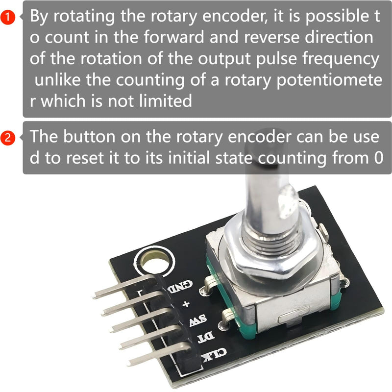 5Pcs Rotary Encoder Module Compatible with for Audio Electric Fan Light Control etc with Black Knobs Cap KY-040