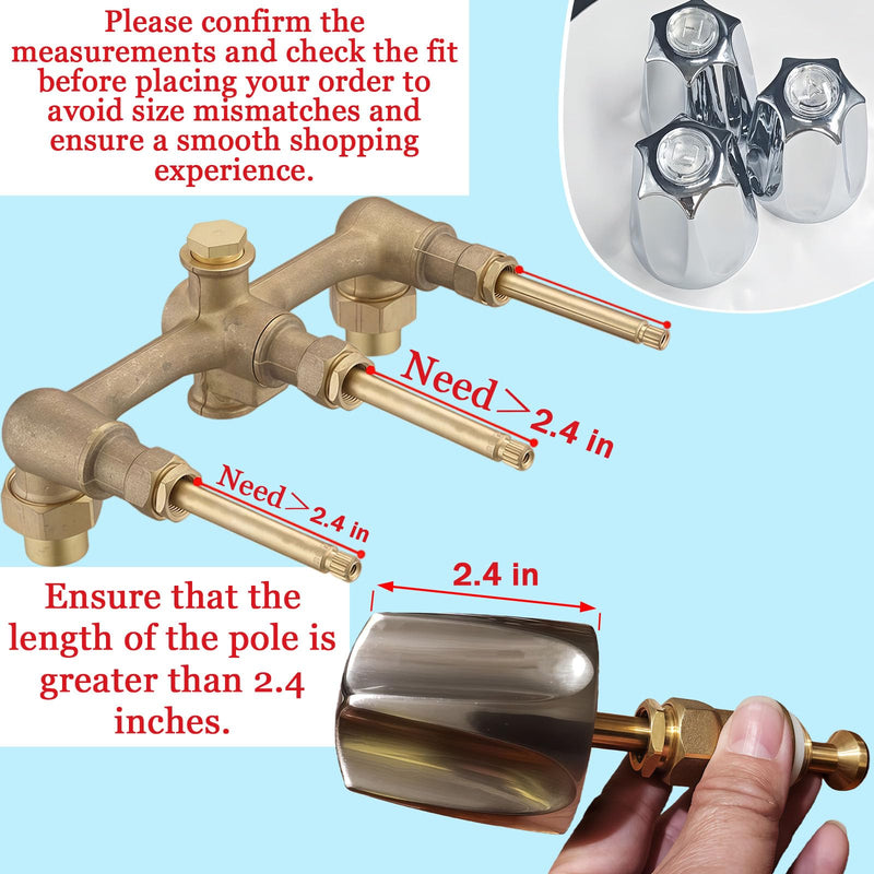 3 Piece Shower Knob Replacement Set,12 Tooth Broach Stem,Replacement Compatible with Price/Pfister Verve Tub Shower - Hot/Cold/Diverter Handles,Easy to Replace and Maintain,Durable Metal Material 1