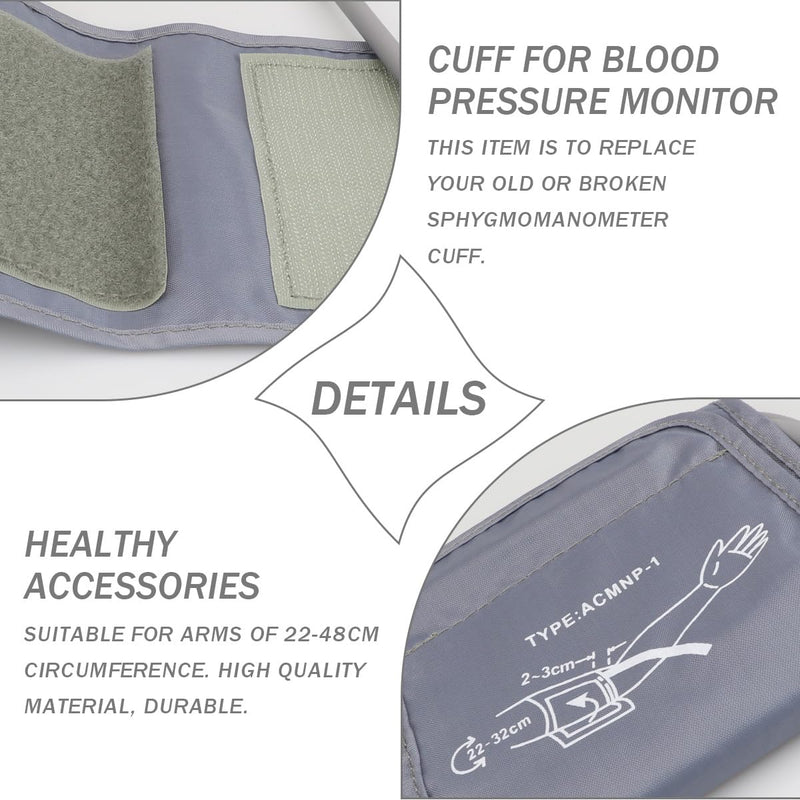 Blood Pressure Cuff Blood Pressure Machine Cuff,Sphygmomanometer Cuff Replacement Accessories,No Bp Machine,22-32cm (Silver Grey) Silver Grey