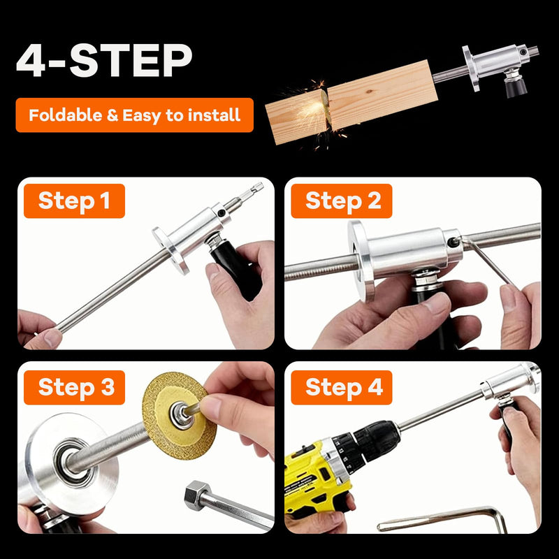 Inside Pipe Cutter for PVC Pipe Cutter,with 4 Diamond Grit Cutting Wheel And Handle,7 Inch Adjustable Cutting Depth,Fit for 1-1/2 Inch to 8 Inch Pipe,1/4in Hex Shank Fit for Impact Drivers And Drills