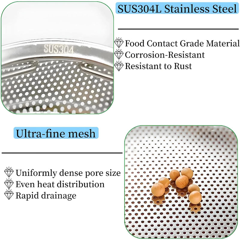 8.7 Inch Stainless Steel Steamer Basket for Pot - Heavy Duty Mesh Food Steamer Insert with Handle & Stable Feet - Multipurpose Rice Washer, Colander & Fruit Strainer - Fits 6 & 8 Qt Pressure Cookers
