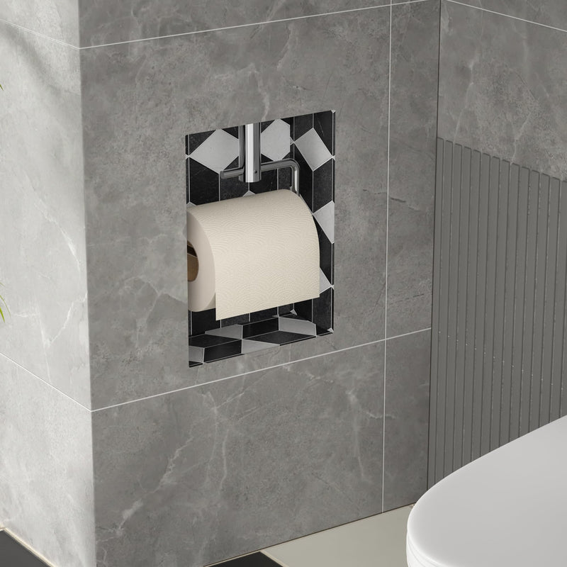 Tile Ready Toilet Paper Holder, in Wall Toilet Paper Niche, Tile in Toilet Roll Holder for Bathroom Remodel (Polished Roll Shaft) Polished Roll Shaft