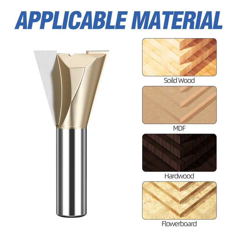 HUHAO 1/2 Inch Shank Dovetail Router Bit,1-1/4" Dia Half-Blind & Through Dovetail Bits Carbide Wood Joints Cutter Tool for Making Boxes Drawers Chests 1/2*1-1/4