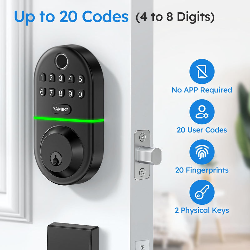 Electronic Keypad Deadbolt, Fingerprint Door Lock,Keyless Entry Digital Lock for Front Door, Smart Deadbolt,Easy Installation