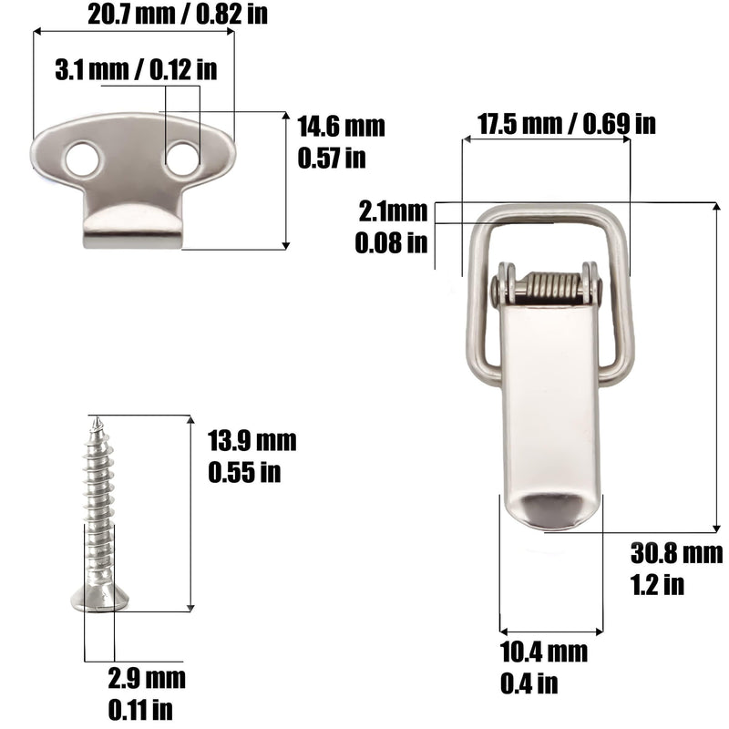 Lesnala 24pcs Small Stainless Steel Spring Toggle Lock with Clasp Buckle Latch for Cabinet Boxes Gift Suitcase Wooden Cases Silver Silver-24pcs
