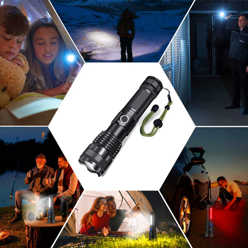 Flashlights Rechargeable,Super Bright High Lumens Flash Light,5 Modes Zoomable Tactical Flash Light,Waterproof Handheld Powerful Flashlights for Emergencies Camping Home Camping Essentials Gift-2Pack