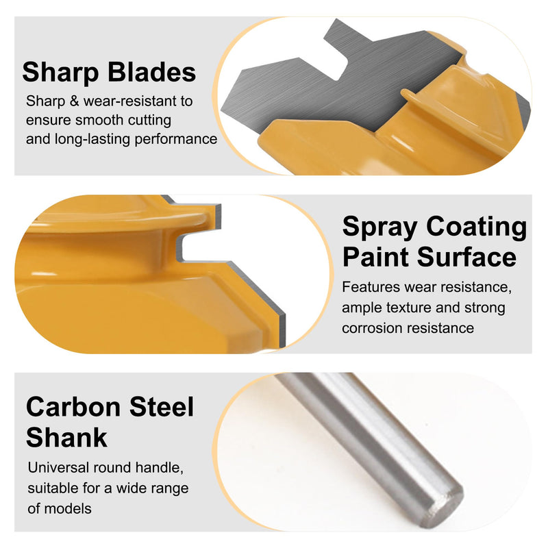 3PCS 45 Degree Lock Miter Router Bit 1/4 Inch Shank, Carbon Steel Joint Router Bits Woodworking Tools for Cabinetry Drawers Shadow Boxes, 3pcs, 1/4" Shank, 3/4" Cutting Height 3/4" * 3pcs
