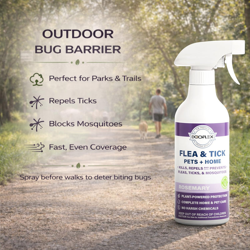 Flea Spray for Home & Pets - Flea and Tick Prevention for Dogs - Plant Based Repellent with Natural Essential Oils for Dog Flea Treatment Protection - Rosemary Scent - 16 Fl Oz