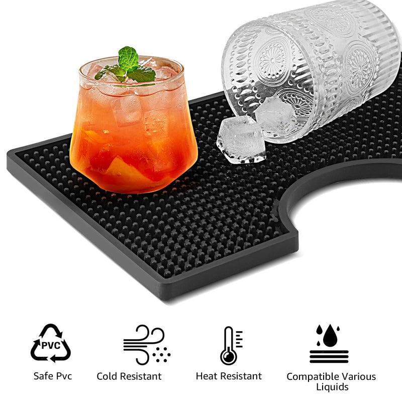 Non-Slip Beer Drip Tray Mat, 4.5'' Draft Beer Tower Flange Cutout Soft PVC Kegerator Surface Mount Beverage Bar Drip Tray