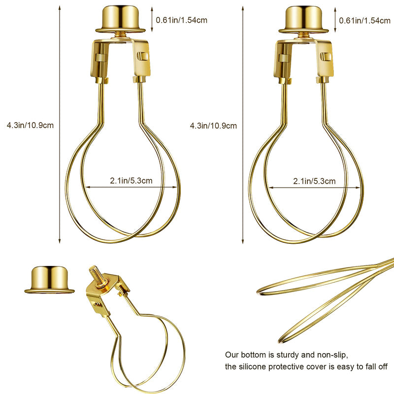 Honoson Bulb Lamp Shade Light Bulb Clip Adapter Includes Finial and Lampshade Levellers for Replacement 2 Golden
