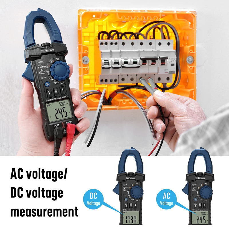 Digital Clamp Meter,6000 Counts Auto Range TRMS Multimeter Tester 600A AC Current,600V AC/DC Voltage Amp Meter with Continuity/Resistance/Diode