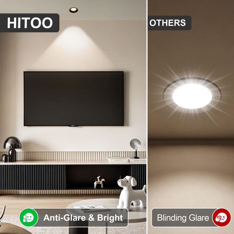 3 Inch Recessed Ceiling Light, Dimmable Recessed Lights with J-Box, 3CCT Trimless Soffit Canless Light 3000-6000K Selectable, 12W 1300LM Black Recessed Lighting for Living Room,Kitchen (2 PCS) Black-Gold 3 Inch-2 Pack