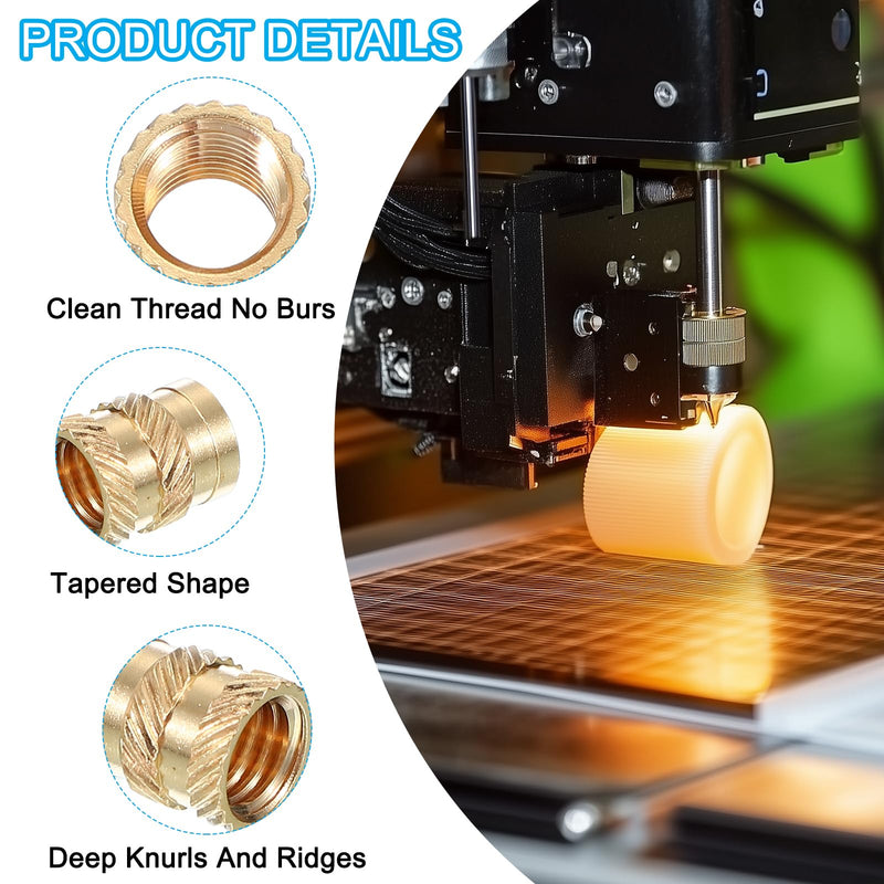 PATIKIL M1.4x6x2.3 mm Brass Threaded Insert, 40 Pcs Metric knurled Nuts Heat Set Insert for Plastic & 3D Printing Components