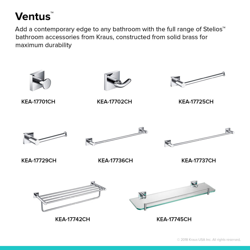 KRAUS Ventus Bathroom Towel Bar, Chrome Finish, KEA-17725CH