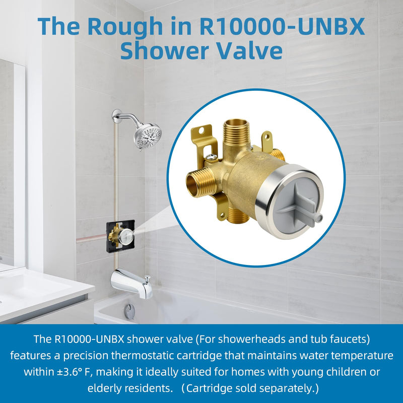R10000-UNBX Shower Valve Replacement Delta MultiChoice Universal Shower Valve Body for Tub Faucet and ShowerHead, Fits Single/Dual Function Shower Handle Trim Kits, Without Screwdriver Stops R10000 UNBX