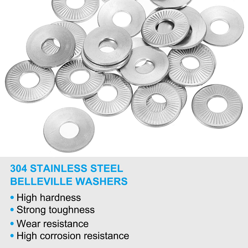 PATIKIL 304 Stainless Steel Flat Washers, 50 Pack M8x22mm Belleville Spring Disc Washer Conical Knurled Metric Gasket for Automotive Industrial Construction